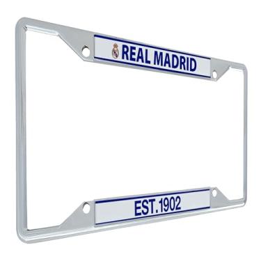 Imagem de Desert Cactus Real Madrid FC Acessórios de carro Los Blancos Madridistas Futebol Metal Moldura de placa de licença e suporte de etiqueta para a frente ou traseira do veículo (Quadro - Design C)