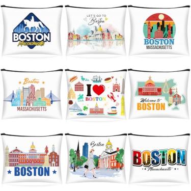 Imagem de Huhumy 9 peças Boston Cosmetic Bag Lembrança Zíper Bolsa de Lembrança Presentes de Maquiagem para Meninas Mulheres Viajantes Aniversário Festa Natal Lembranças