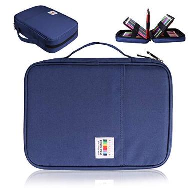 Imagem de AYVANBER Estojo de lápis de cor com 220 compartimentos para canetas de gel à prova d'água, bolsa organizadora portátil para pintura artística, estojo prático de armazenamento para canetas de aquarela ou marcadores e artigos de papelaria (azul)