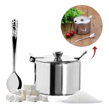 Imagem de Açucareiro Aço Inox Com Tampa E Colher 250G