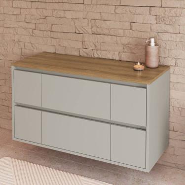 Imagem de Balcão Gabinete de Banheiro Suspenso 88,4cm com 2 Portas e 4 Gavetas Berlim Arenas