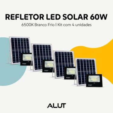 Imagem de Kit Refletor Solar Led Com Sensor 60w 6500k Branco Frio 110v 220v Ip65
