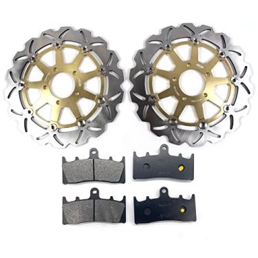 Imagem de Arashi Discos de freio dianteiro Rotores e pastilhas para Suzuki Hayabusa Gen 1 GSX1300R 1999-2007, TL1000R 1998-2002, acessórios de substituição de motocicleta dourado