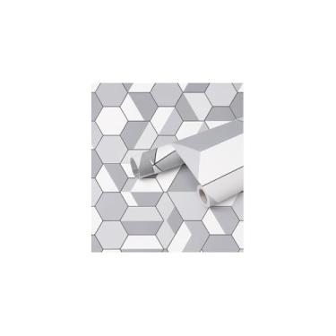 Imagem de Papel de Parede Adesivo, PVC Vinílico, Estampa Geométrica, 45cm x 5m, Autoadesivo, Lavável, para Parede, Móveis, Decoração