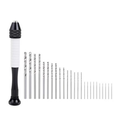 Imagem de Tekrill Conjunto de 26 peças de brocas manuais de torno de precisão de metal manual para artesanato com brocas micro torcidas para joias, madeira, trabalho manual DIY, fabricação de modelos TS/SDZKQ