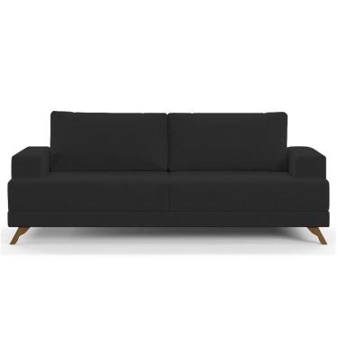 Imagem de Sofá 3 Lugares 180cm Living Pés Curvos Santi D05 Suede Preto - Mpozenato
