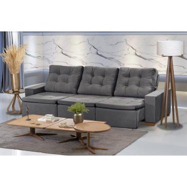 Imagem de Sofá Modular 6 Lugares 3.05M Retrátil E Reclinável Cinza