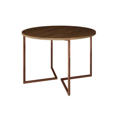 Imagem de Mesa Jantar Industrial Amêndoa Base Cobre V Tampo 110Cm Redondo Cor: Amendoa