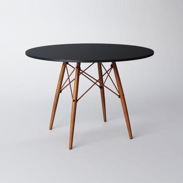 Imagem de Mesa Eiffel Wood Cobre Tampo De Madeira 90Cm Preto Preto