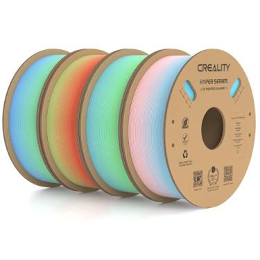 Imagem de Creality Filamento de impressora 3D 1,75 mm, Rainbow PLA+ Plus Pro Filament Toughness Upgraded, precisão dimensional ± 0,02 mm, serve para a maioria das impressoras 3D, pacote com 4 carretel de 1 kg