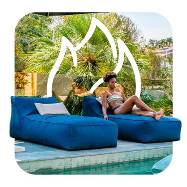 Imagem de Espreguiçadeira de Jardim Puff Uni – Sofá na Caixa By EcoFlame Garden (Azul marinho)