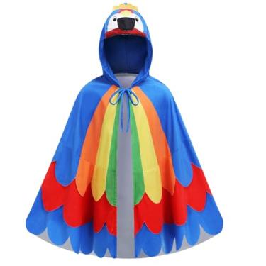 Imagem de yolsun Parrot Costume for kids, Boys Girls Parrot Cape with Hood, Parrot Animal Role Play Costume(29.5", Blue)