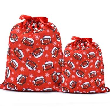 Imagem de Mshutbna Sacos de presente de Natal de futebol esportivo, 2 peças, sacos de embrulho de tecido reutilizável com cordão para presentes de Natal, decorações de festa, lembrancinhas de feriado 40 x 30 x