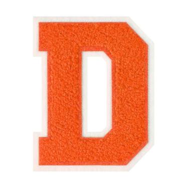 Imagem de 1 peça de patch de letra de chenille laranja de 11,4 cm com borda branca – Remendos do alfabeto para roupas, jaquetas, mochilas, chapéus para decoração personalizada, nome personalizado e artesanato
