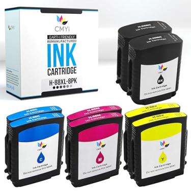 Imagem de CMYi Pacote combo de cartuchos de tinta de substituição 88XL para impressoras HP OfficeJet Pro K5456z, K550dtn, K550dtwn, K8600dn, K8600dtn, L7000, L7380, L7400, L7480, L7500 (2 pretas, 2 ciano, 2