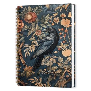 Imagem de nvucamd Caderno espiral Witchy Crow, Caderno Gótico Dark Academia Crow Journal, Cottagecore Raven, cadernos para mulheres, corvo gótico, material escolar, presentes, 14 x 21 cm