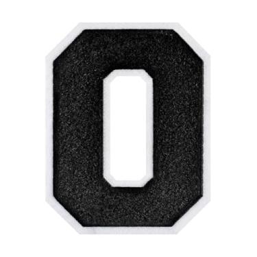 Imagem de 1 PÇ Patch de letra de chenille preto de 11,4 cm com borda branca – Remendos do alfabeto para roupas, jaquetas, mochilas, chapéus para decoração personalizada, nome personalizado e artesanato. (O)