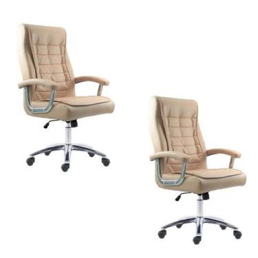 Imagem de Kit 2 Cadeiras Escritório Presidente Ergonômica NR17 material sintétic