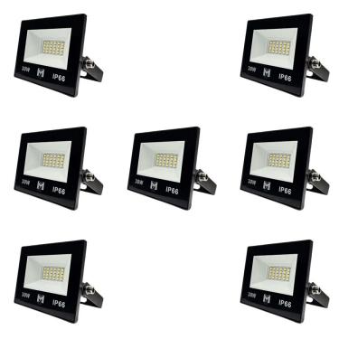 Imagem de Kit 7 Refletor Led 30w Smd Bivolt 6500k Fachada Pavilhão Ip66 Mx-0316