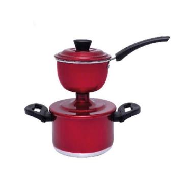 Imagem de Panela Cuzcuzeira Economica 800ml Aluminio Grosso Vermelha