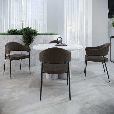 Imagem de Cadeira De Jantar Ella Boucle Verde Alga Est.preta