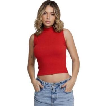 Imagem de Blusa Sem Manga Regata Gola Alta Bella Fiore Básica Confortavel Moda Casual Blogueira-F...
