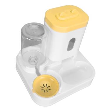 Imagem de Generic Alimentador Automático de água para Gatos, Material PP Fácil de Limpar 2 Em 1 Dispensador de água para Alimentos para Animais de Estimação para Cães (Amarelo)