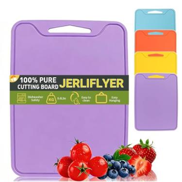 Imagem de Tábua de corte de silicone para cozinha, tábuas de corte flexíveis de 29 x 21 cm, tapete de corte antiderrapante sem BPA para carne, legumes e frutas, lavável na lava-louças (roxo)