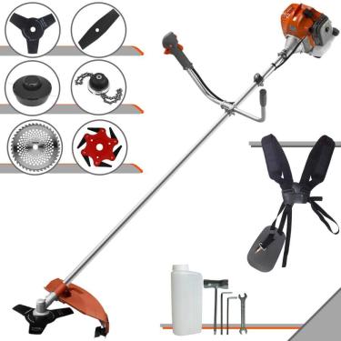 Imagem de Roçadeira Profissional Completa Tekna RL520ACN-TK À Gasolina 2T 52cc 2HP de Potência Alta Rotação Com Carretel de Nylon + Kit 5 Lâminas de Cortes