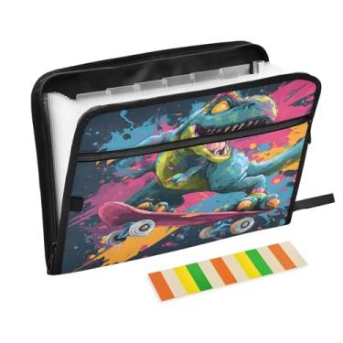 Imagem de CEBUGI Pasta expansível de 13 bolsos, impermeável, sanfonada, organizador de arquivos com etiquetas tamanho A4, organizador de documentos de papel para escola, material de escritório, aquarela