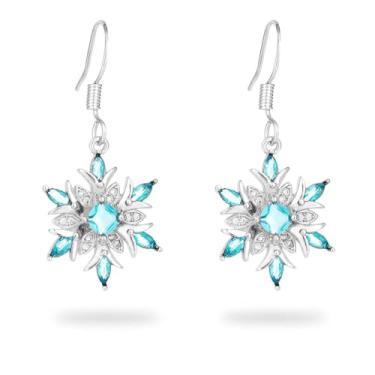 Imagem de Brinco de floco de neve de cristal com gancho de zircônia cúbica cintilante para mulheres presentes de festa de Natal