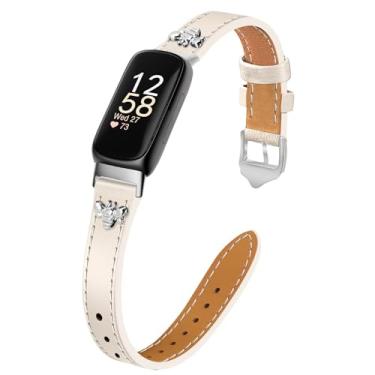 Imagem de Pulseiras de couro finas compatíveis com Fitbit Inspire 3, berloques, design feminino para Fitbit Inspire 2/1