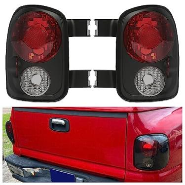 Imagem de Kojem Par de luz traseira compatível com Chevy Silverado 1999-2004 e GMC Sierra Stepside lâmpada de freio traseira preta com lente fumê (sem lâmpadas)