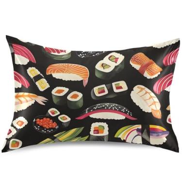Imagem de Hearty Sushi Food Print Satin Pillow Case Cooling Pillow Slip Animals King Queen Standard Pillow Sham, Queen Size, 76 cm x 50 cm