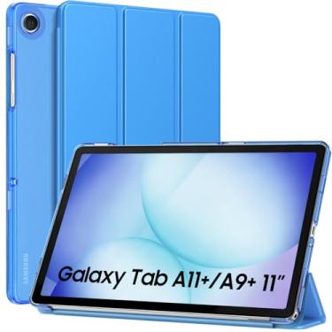 Imagem de MoKo Capa para Galaxy Tab A11+ Plus/A9+ 28 cm 2025/2023, capa protetora inteligente de suporte fino com capa traseira translúcida de policarbonato rígido para tablet Galaxy Tab A11+/A9 Plus, despertar