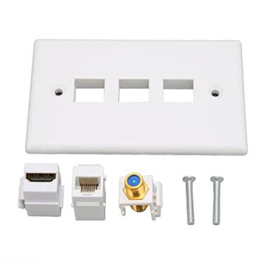 Imagem de Akozon Placa de Parede de Interface Multimídia HD - Saída Ethernet CAT6 de 3 Portas para HDTVs, Projetores e Dispositivos de Streaming