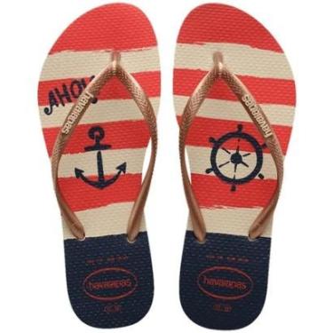 Imagem de Chinelo Havaianas Feminina Slim Nautical Bege-Feminino