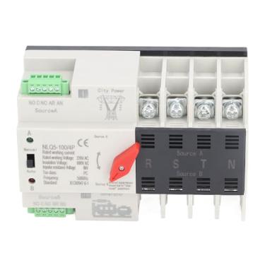 Imagem de FTVOGUE Chave de Transferência Automática de Energia Dupla 4P Chave de Comutação de Milissegundos ATS Com Contatos Prateados e Tampas de Terminal para Sistemas de Fonte de Alimentação de (100A)