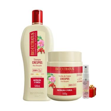 Imagem de Kit Crespos 1 Shampoo 1 Banho 500ml Bio Extratus + Presente Lourre 15m