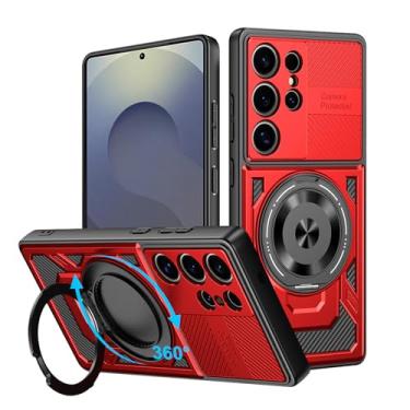 Imagem de Capa para Samsung Galaxy S25 Ultra 5G, Gase de telefone para Samsung S25 Ultra com Mag-Safe, capa protetora híbrida de proteção militar TPU com suporte de anel de metal de 360°, capa S25 Ultra à prova