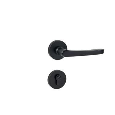 Imagem de Fechadura de porta de latão simples para uso interno e silenciosa, fechadura magnética para quarto, maçaneta de porta de latão sólido dourado (preto, modelo de sucção magnética)