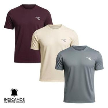 Imagem de Kit 3 Camisetas Diadora Small Logo Masculina - Grafite e Off White XGG-Masculino