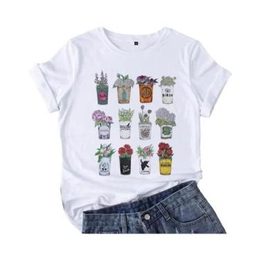 Imagem de Camiseta Casual Feminina De Verão Com Estampa Gráfica De Pássaro Em Es