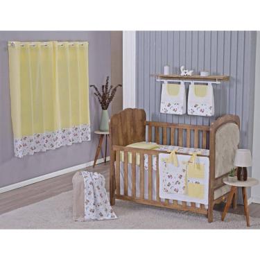 Imagem de Enxoval Bebe Kit Berço Americano Cortina Algodão Menino
