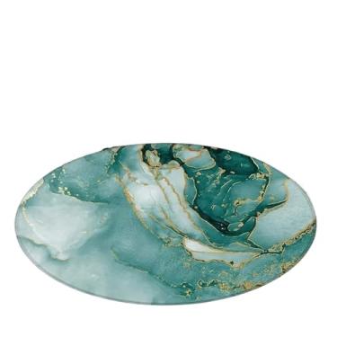 Imagem de Tapete redondo com padrão de mármore, tapete de engatinhar, decoração de casa, tapetes de tamanho grande para sala de estar, quarto, banheiro (verde, 80 x 80 cm)