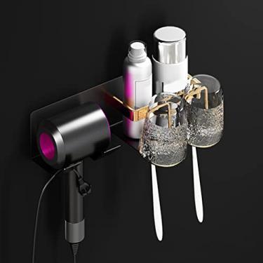 Imagem de HHHJQFAAT Toalheiro de alta qualidade dourado preto, prateleira dobrável para banheiro, barra de toalha, suporte de papel higiênico, ganchos de roupão, kit de acessórios de banheiro banheiro (cor