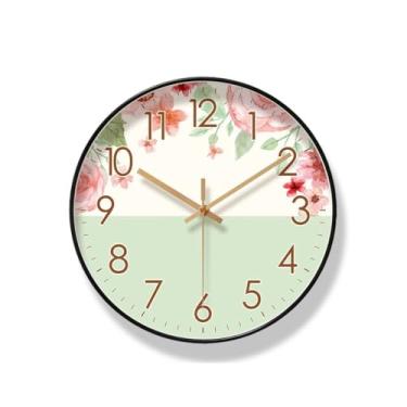 Imagem de Relógio de parede de hotel, homestay, relógio de parede, relógio de sala de estar, simples, pastoral, casa, quarto, relógio de parede silencioso, relógio de parede para quarto (A)