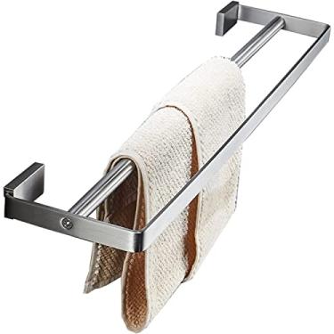 Imagem de 3FLQOOPP Toalheiro Suporte de toalha de banho barra de toalha duplo toalheiro suporte de toalha de chuveiro de banheiro, barra de toalha de parede acabamento prateado polido para banheiro cozinha/40