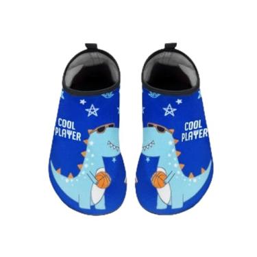 Imagem de Sapatos aquáticos infantis para meninos e meninas sapatos aquáticos antiderrapantes de secagem rápida, Dinossauro azul, 10-11 Little Kid