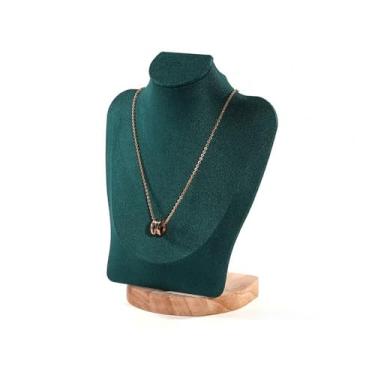 Imagem de KHUTRW3D Suportes organizadores de joias cabides pendentes arranjos de joias de janela porta-joias de madeira para pescoço para loja de joias expositores de colar suporte de exibição de joias (verde)